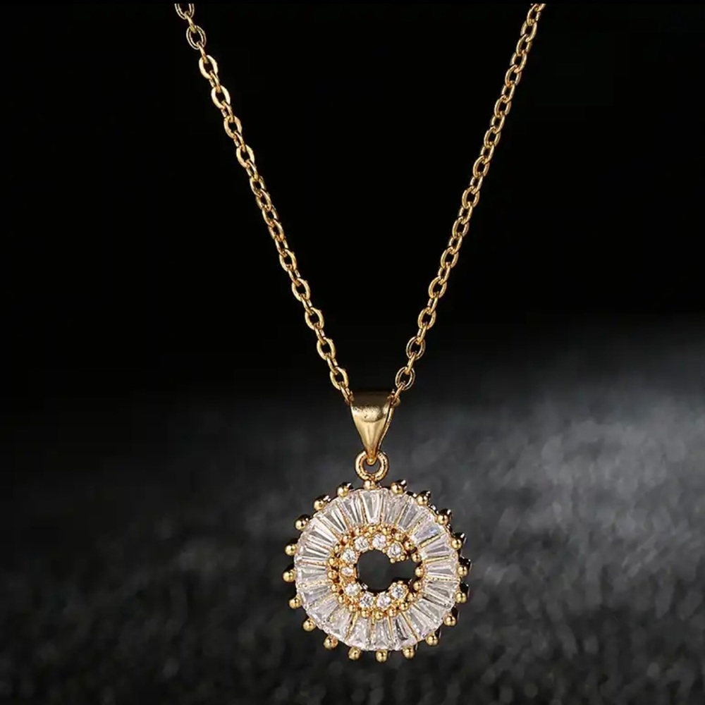 18k gold letter C necklace AAA zirconium